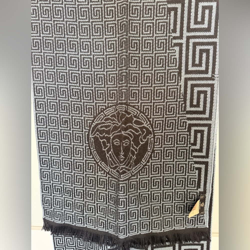Versace Black and Gray Medusa Scarf